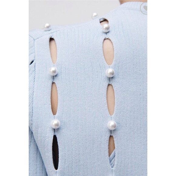 Jonathan Simkhai Blue  Samia Compac Rib Cardigan and matching tank woman’s small - Picture 12 of 15